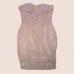 Rhinestone Bodycon Mesh Dress